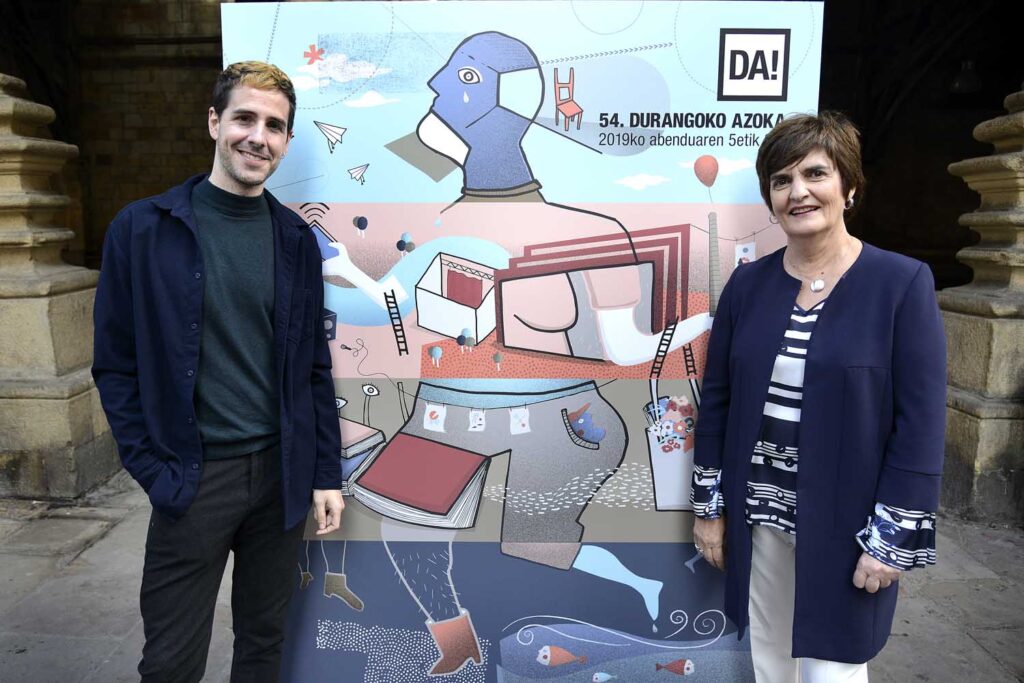 Oier Zuñiga iruindarrak Durangoko Azokaren ekosistema irudikatu du aurtengo kartelean