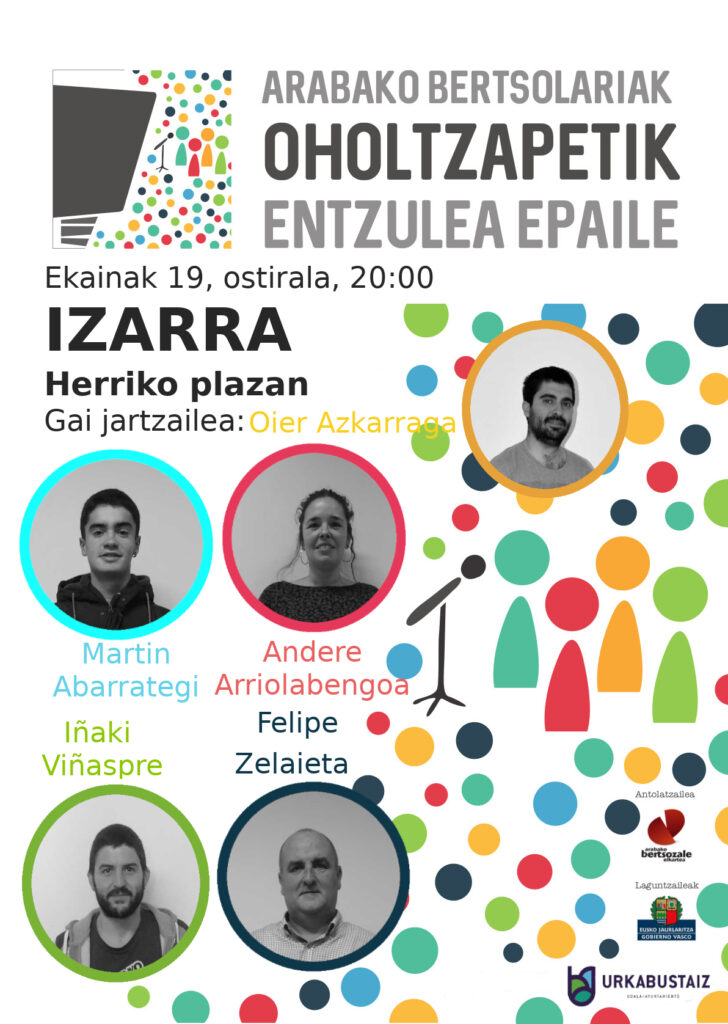 ‘Arabako bertsolariak Oholtzapetik entzulea epaile’ egitasmoa ekainaren 19an Izarran