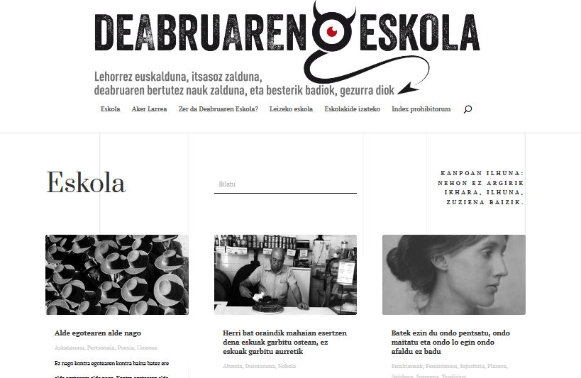 Deabruaren Eskola, “testu ederrak irakurtzeko ataria” martxan