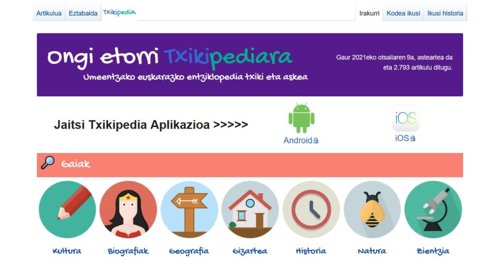 Ikastolak Txikipedia edukiz elikatzeko lanean hasi dira